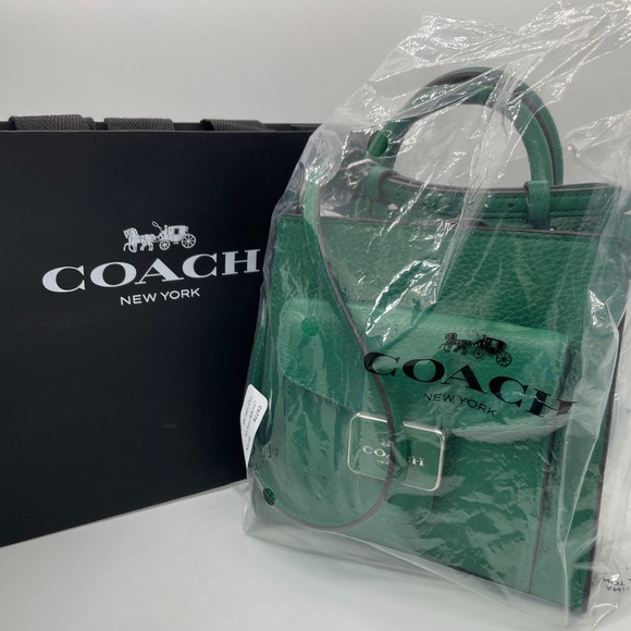 Coach Mini Pepper Crossbody in Green Leather with Silver Hardware - Picture 11 of 14